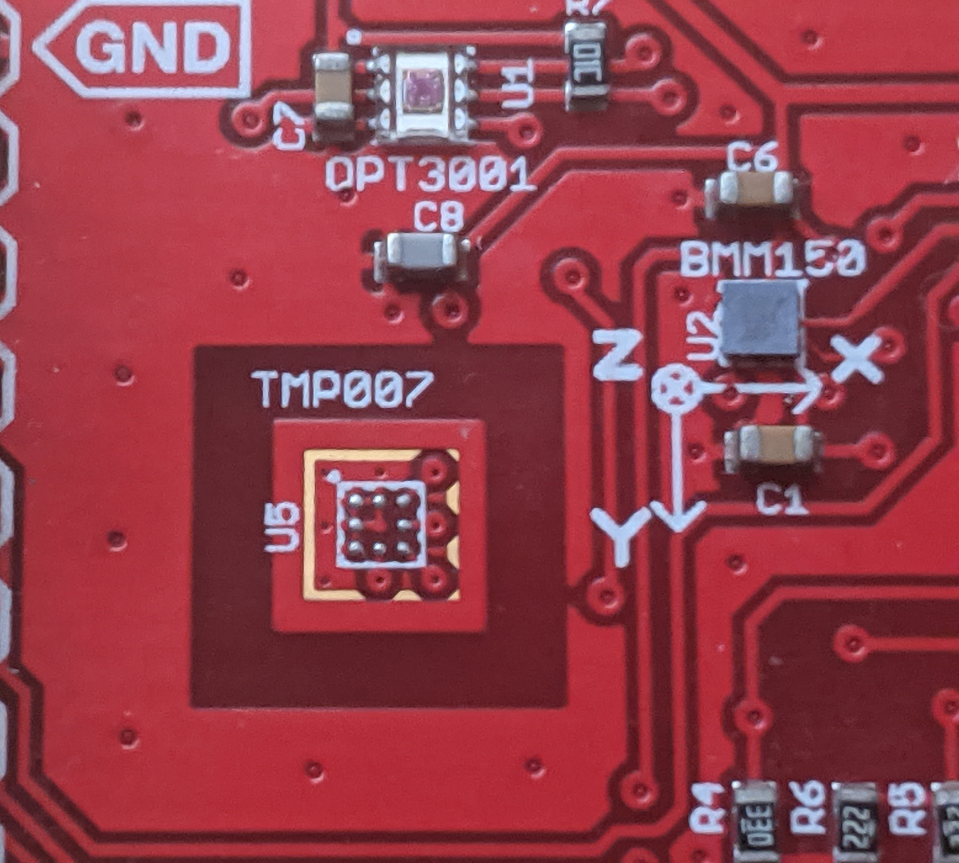 Unpopulated TMP007 footprint on sensor booster pack