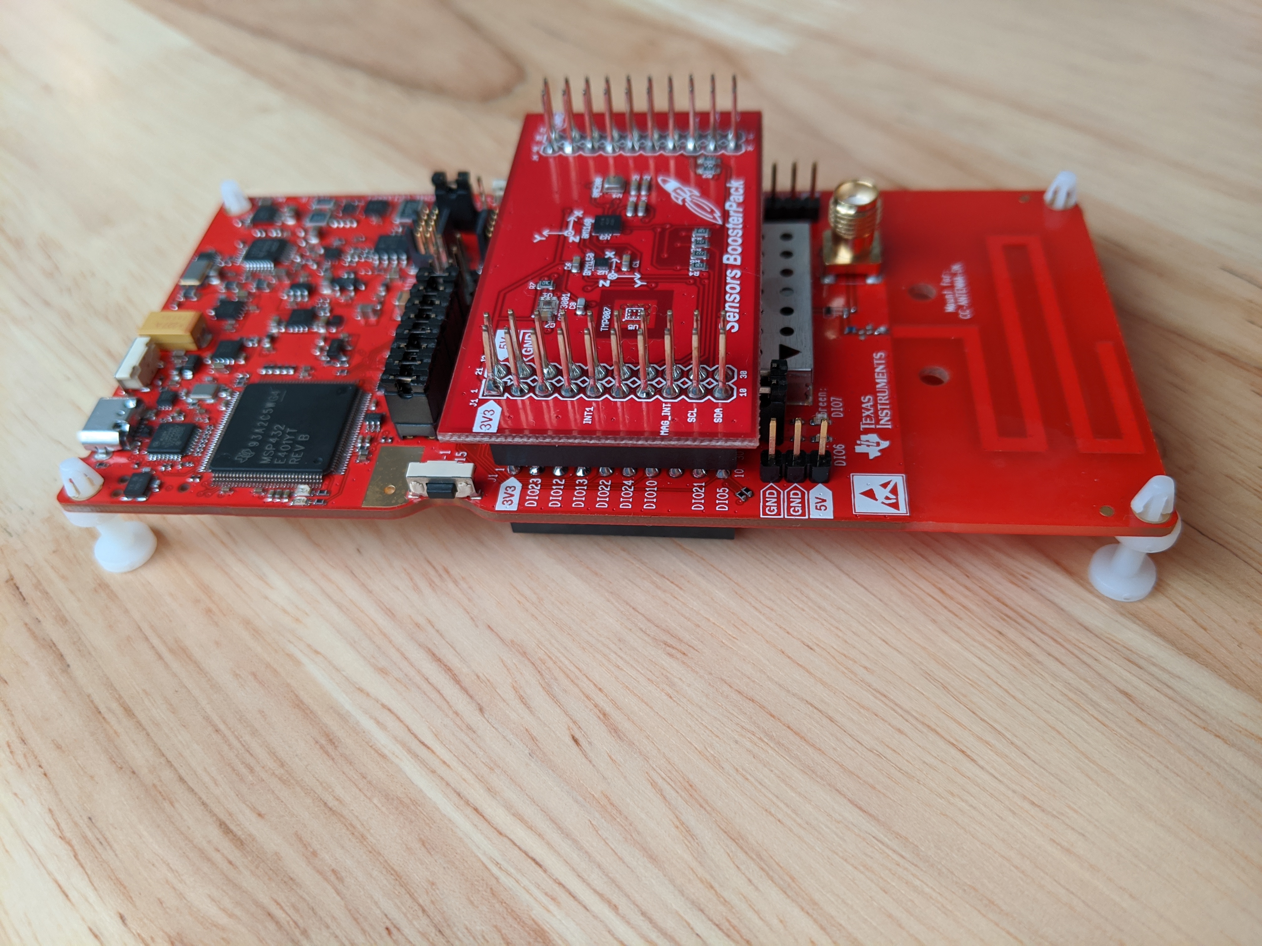 Launchpad connected with sensor booster pack